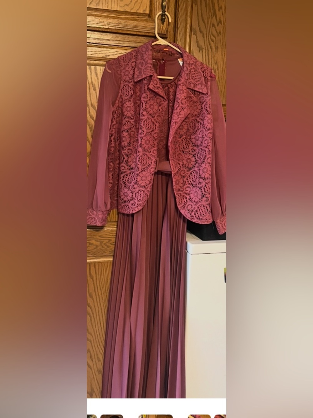 Source Unknown Rose-Mauve Maxi Dress with Lace Jacket